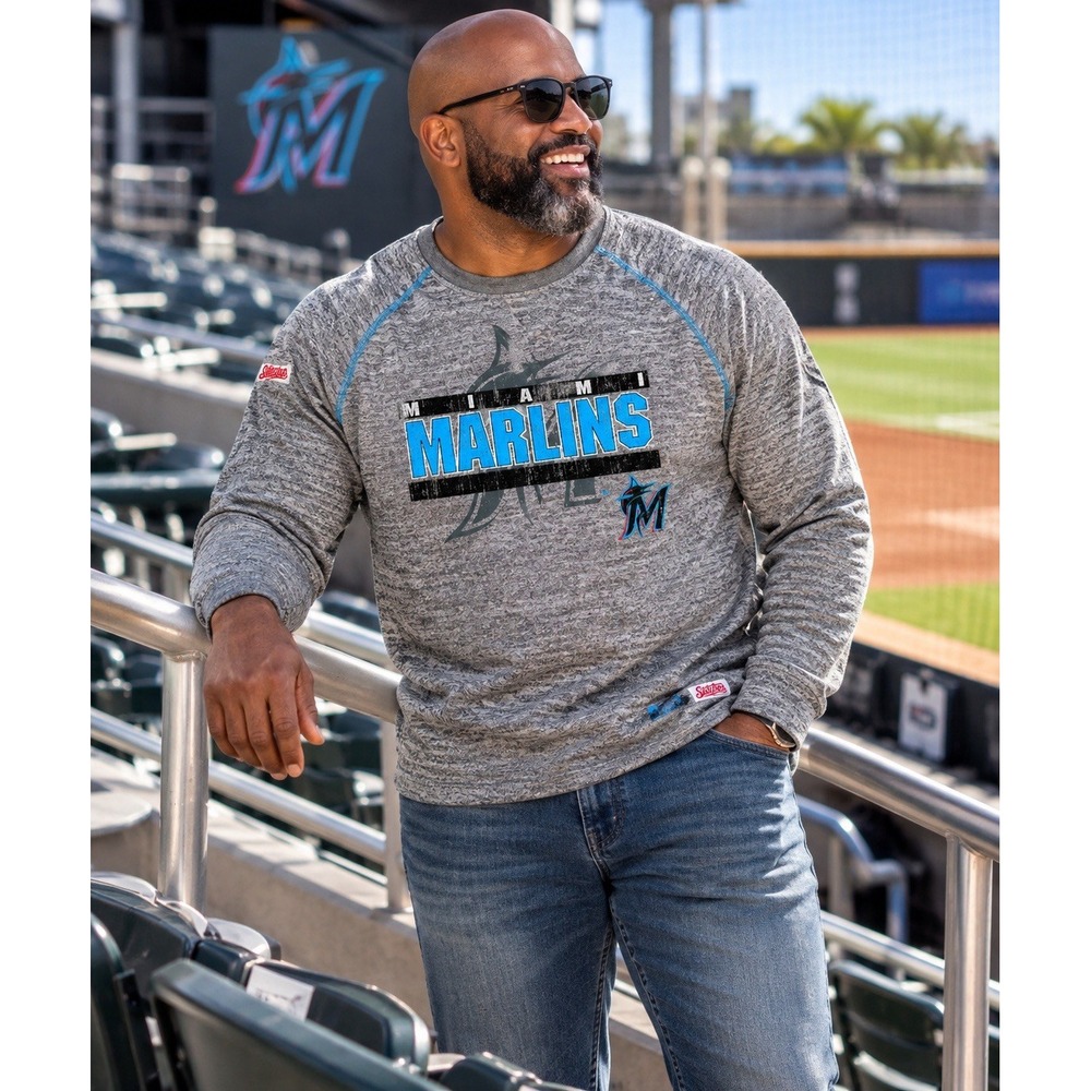 Miami Marlins Stitches Men's XL Long Sleeve Shirt Gray MLB Baseball NWT